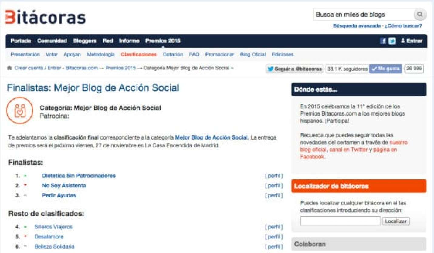 nº 6 Mejor Blog Acción Social Bitacoras