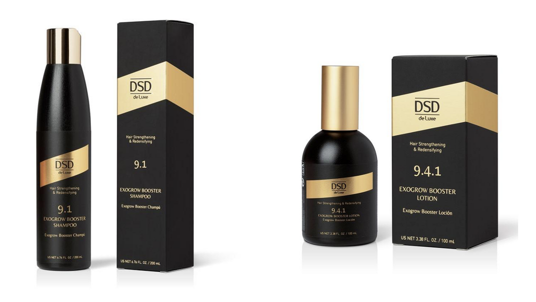 Los productos: Champú 9.1 y Loción 9.4.1 EXOGROW BOOSTER 